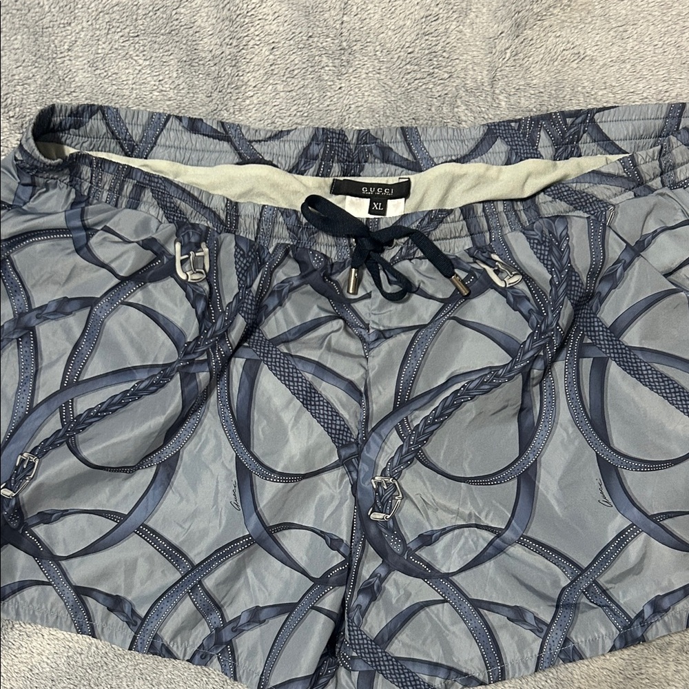 Gucci Blue Patterned Swim Shorts